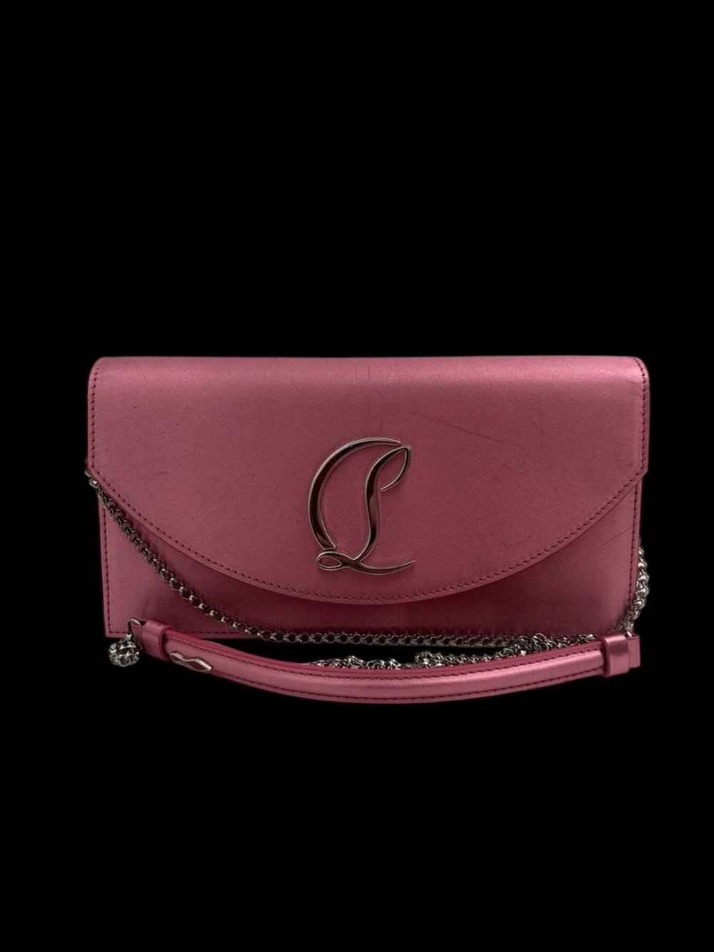 Christian Louboutin Loubi54 Pink Satin Clutch Bag Crossbody Bag